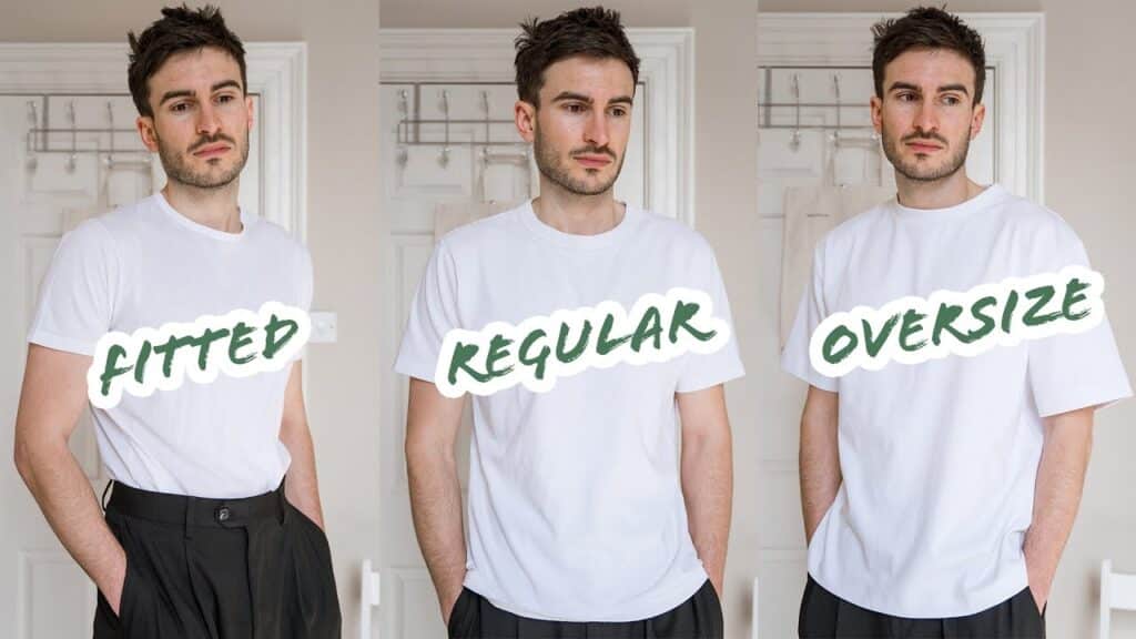 comparison among oversize vs regular vs slim fit tshirts